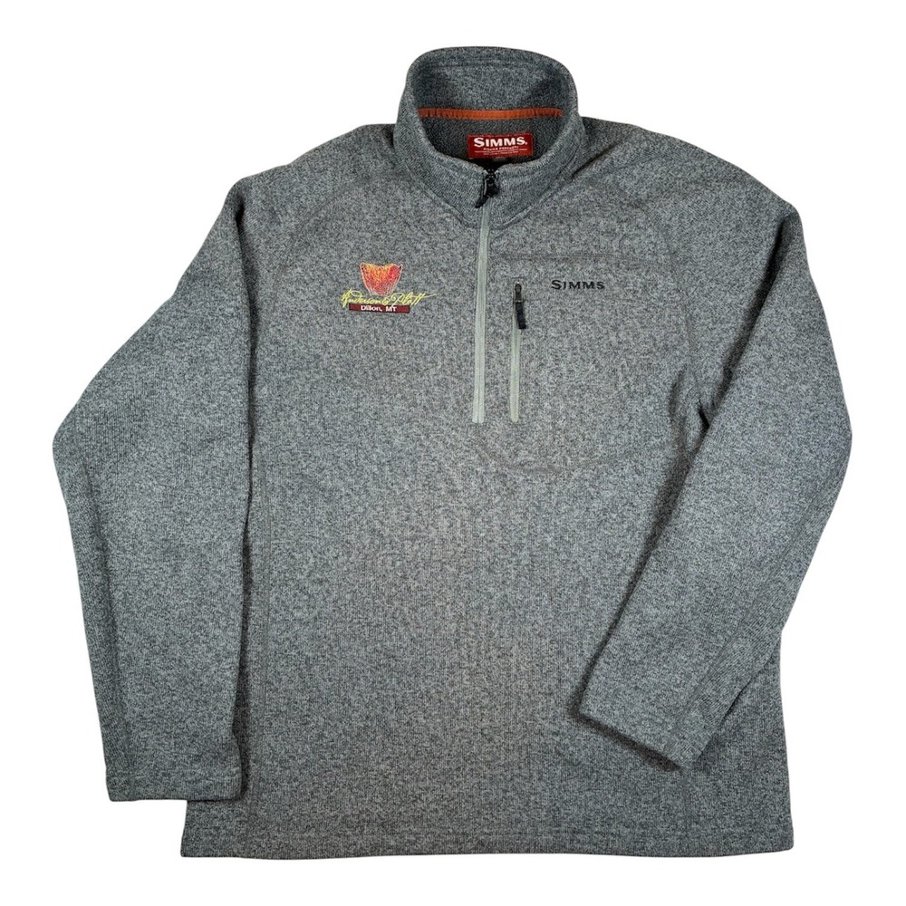 Simms Fishing Men's XL Gray 1/4 Zip Fleece Sweater Outdoor Hiking Pullover